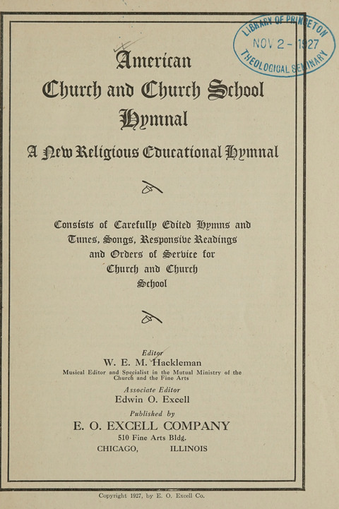 American Church and Church School Hymnal: a new religious educational hymnal page 1