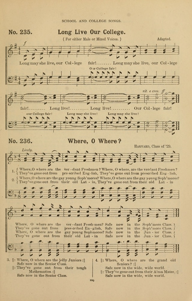 The Assembly Hymn and Song Collection: designed for use in chapel, assembly, convocation, or general exercises of schools, normals, colleges and universities. (3rd ed.) page 229