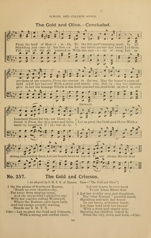 The Assembly Hymn and Song Collection: designed for use in chapel, assembly, convocation, or general exercises of schools, normals, colleges and universities. (3rd ed.) page 247