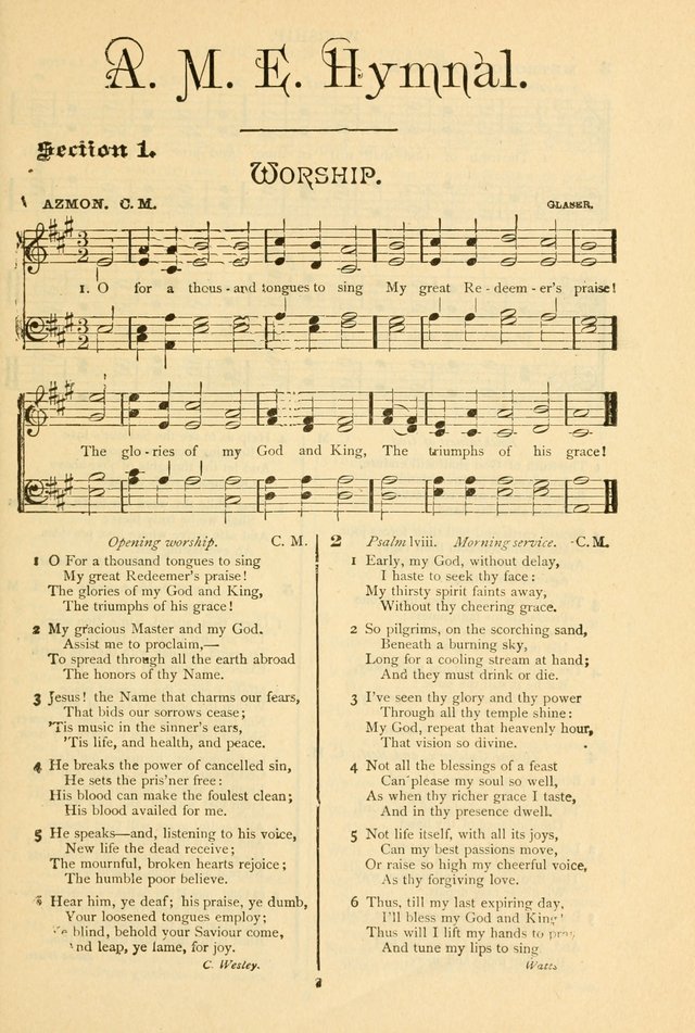 The African Methodist Episcopal Hymn and Tune Book: adapted to the doctrines and usages of the church (6th ed.) page 7