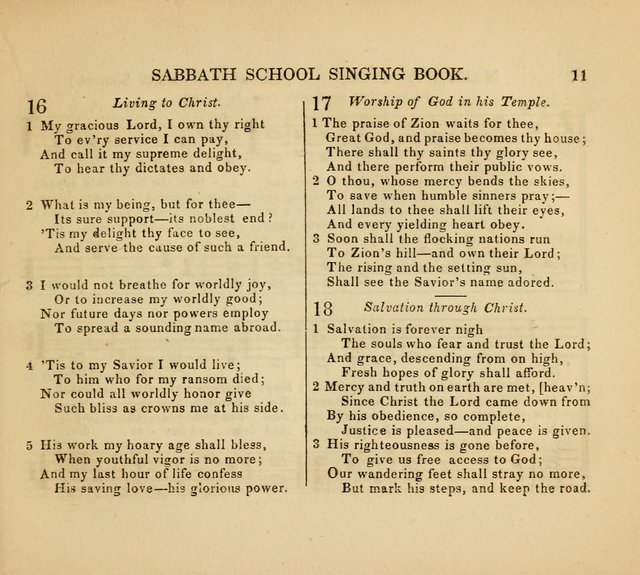 The American Sabbath School Singing Book: containing hymns, tunes, scriptural selections and chants, for Sabbath schools page 11