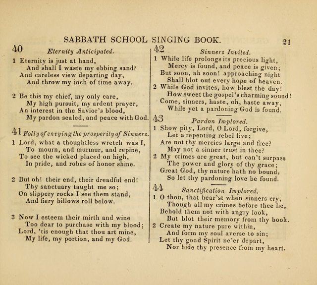 The American Sabbath School Singing Book: containing hymns, tunes, scriptural selections and chants, for Sabbath schools page 21