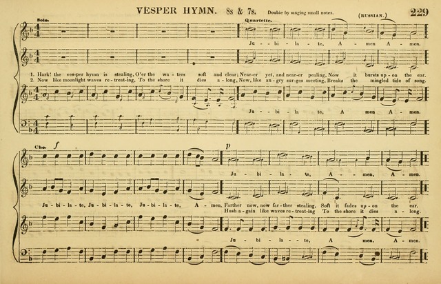 The American Vocalist: a selection of tunes, anthems, sentences, and hymns, old and new: designed for the church, the vestry, or the parlor; adapted to every variety of metre in common use. (Rev. ed.) page 229