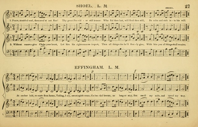 The American Vocalist: a selection of tunes, anthems, sentences, and hymns, old and new: designed for the church, the vestry, or the parlor; adapted to every variety of metre in common use. (Rev. ed.) page 27