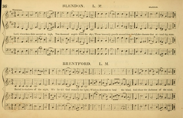 The American Vocalist: a selection of tunes, anthems, sentences, and hymns, old and new: designed for the church, the vestry, or the parlor; adapted to every variety of metre in common use. (Rev. ed.) page 36