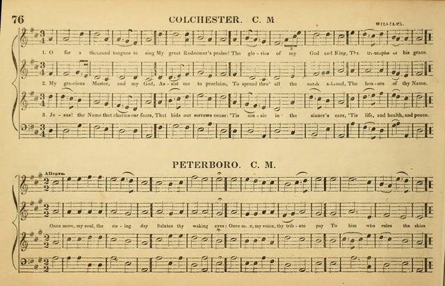 The American Vocalist: a selection of tunes, anthems, sentences, and hymns, old and new: designed for the church, the vestry, or the parlor; adapted to every variety of metre in common use. (Rev. ed.) page 76