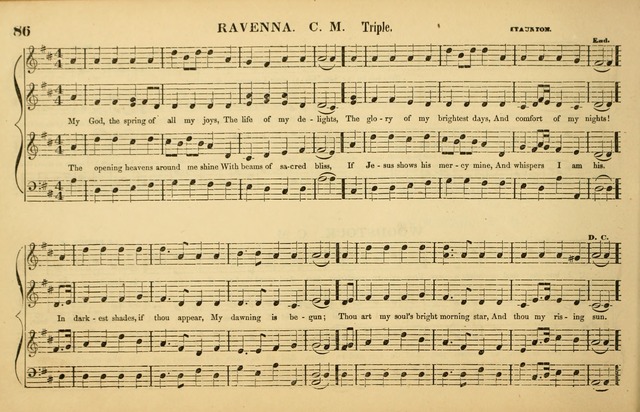 The American Vocalist: a selection of tunes, anthems, sentences, and hymns, old and new: designed for the church, the vestry, or the parlor; adapted to every variety of metre in common use. (Rev. ed.) page 86