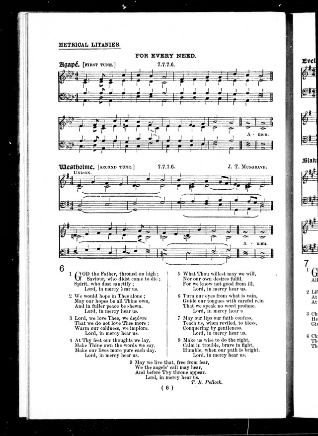 The Baptist Church Hymnal: chants and anthems with music page 6