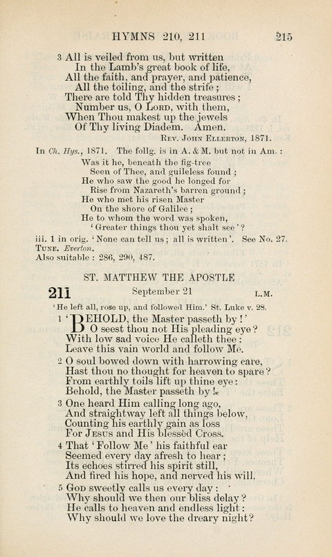 The Book of Common Praise: being the Hymn Book of the Church of England in Canada. Annotated edition page 215