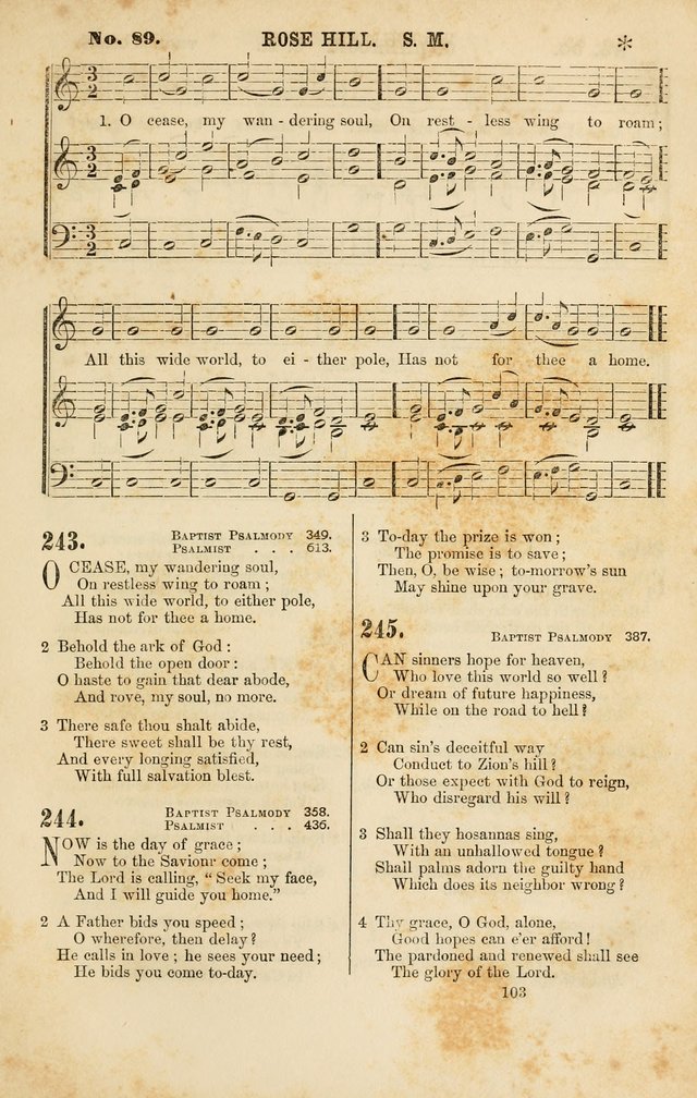 Baptist Chorals: a tune and hymn book designed to promote general congregational singing; containing one hundred and sixty four tunes adapted to about four hundred choice hymns  page 110