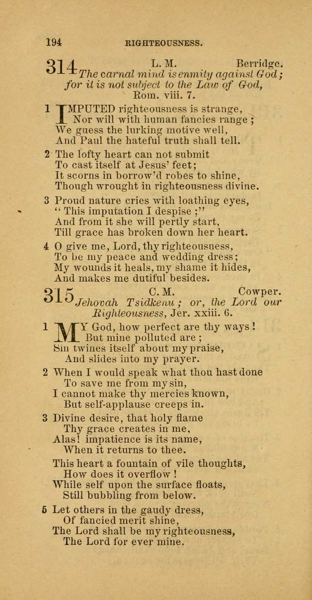 The Baptist Hymn Book: comprising a large and choice collection of psalms, hymns and spiritual songs, adapted to the faith and order of the Old School, or Primitive Baptists (2nd stereotype Ed.) page 194