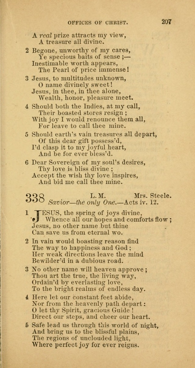 The Baptist Hymn Book: comprising a large and choice collection of psalms, hymns and spiritual songs, adapted to the faith and order of the Old School, or Primitive Baptists (2nd stereotype Ed.) page 207
