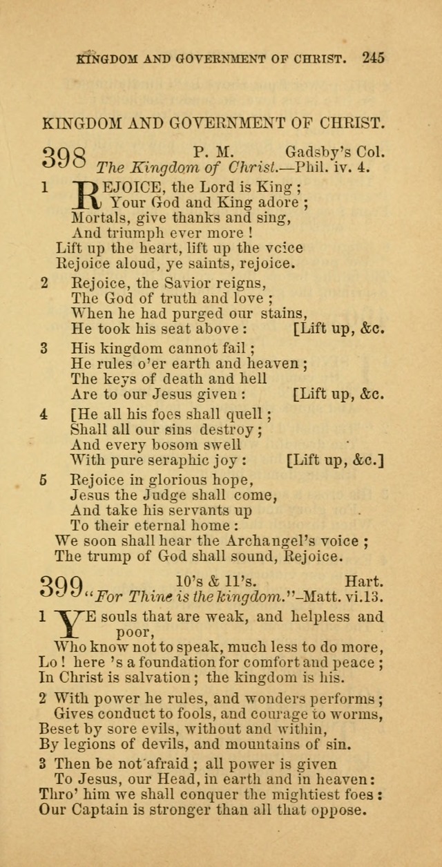 The Baptist Hymn Book: comprising a large and choice collection of psalms, hymns and spiritual songs, adapted to the faith and order of the Old School, or Primitive Baptists (2nd stereotype Ed.) page 245