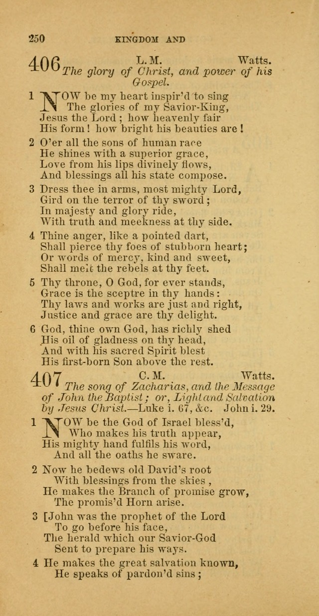 The Baptist Hymn Book: comprising a large and choice collection of psalms, hymns and spiritual songs, adapted to the faith and order of the Old School, or Primitive Baptists (2nd stereotype Ed.) page 250