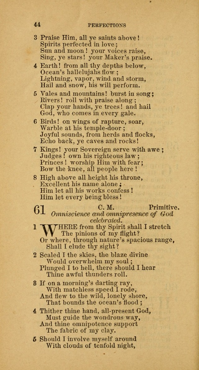 The Baptist Hymn Book: comprising a large and choice collection of psalms, hymns and spiritual songs, adapted to the faith and order of the Old School, or Primitive Baptists (2nd stereotype Ed.) page 44