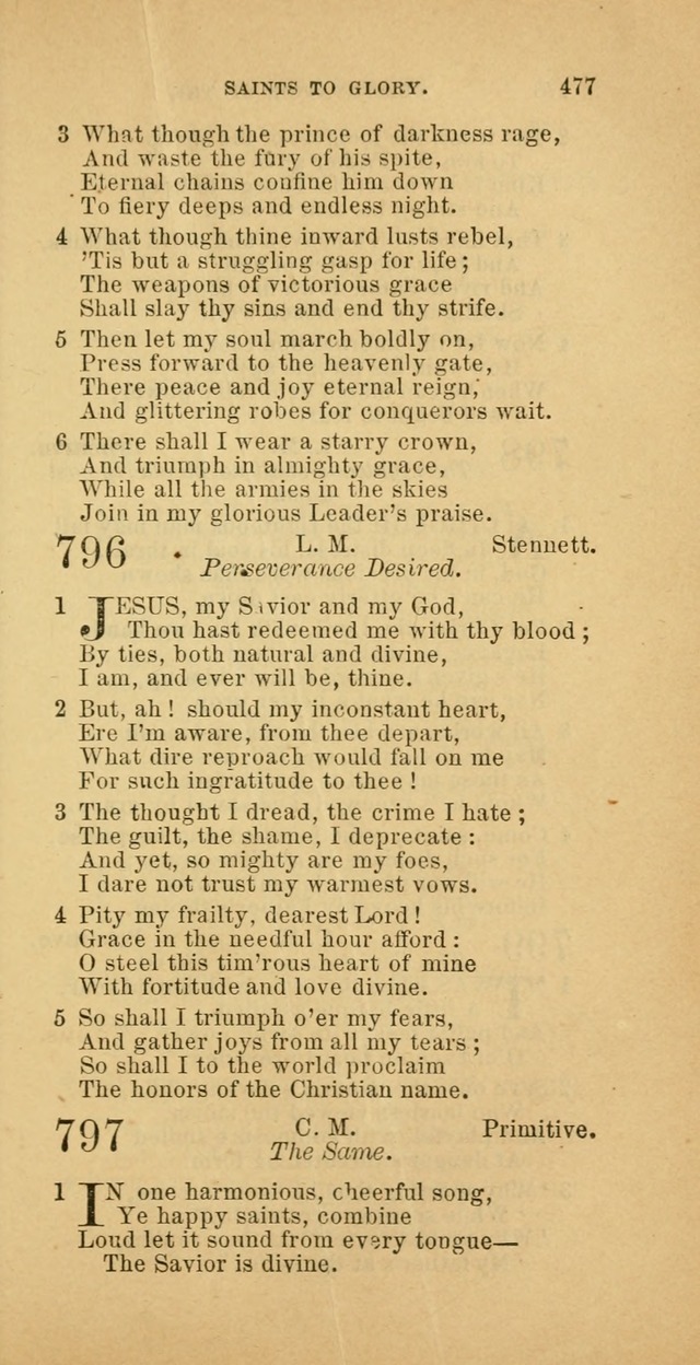 The Baptist Hymn Book: comprising a large and choice collection of psalms, hymns and spiritual songs, adapted to the faith and order of the Old School, or Primitive Baptists (2nd stereotype Ed.) page 479