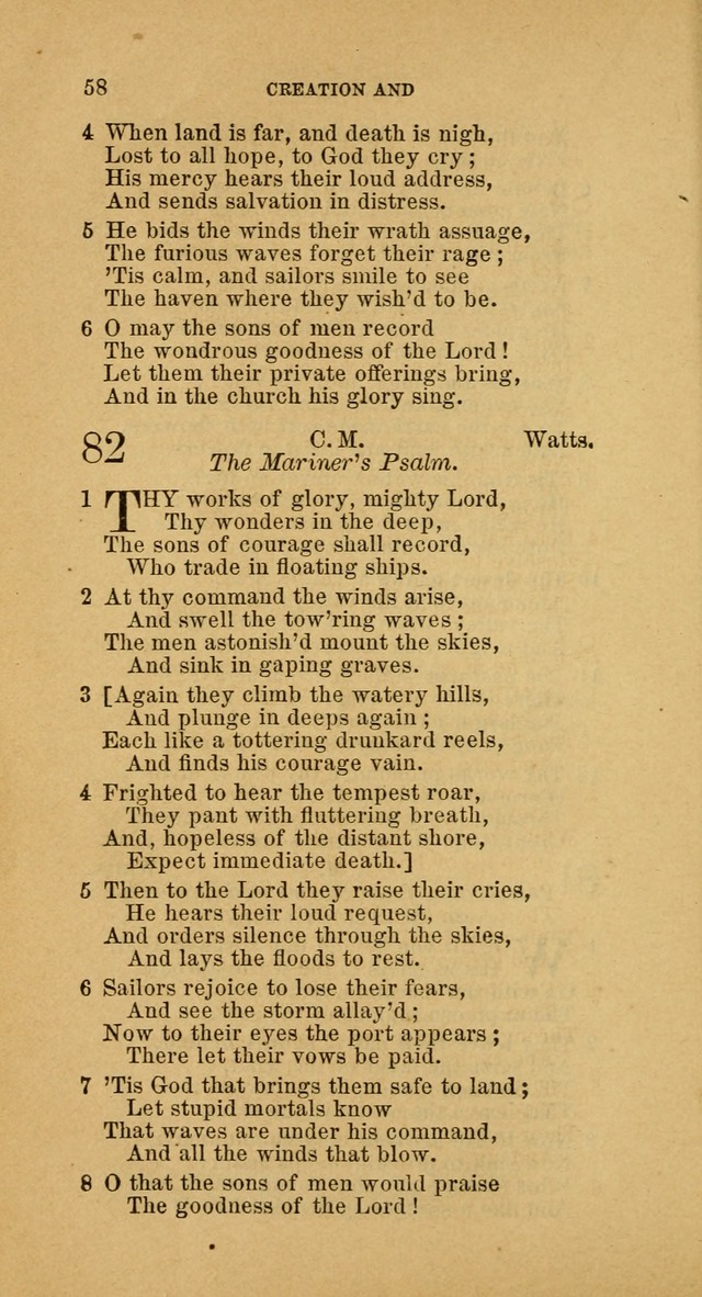 The Baptist Hymn Book: comprising a large and choice collection of psalms, hymns and spiritual songs, adapted to the faith and order of the Old School, or Primitive Baptists (2nd stereotype Ed.) page 58