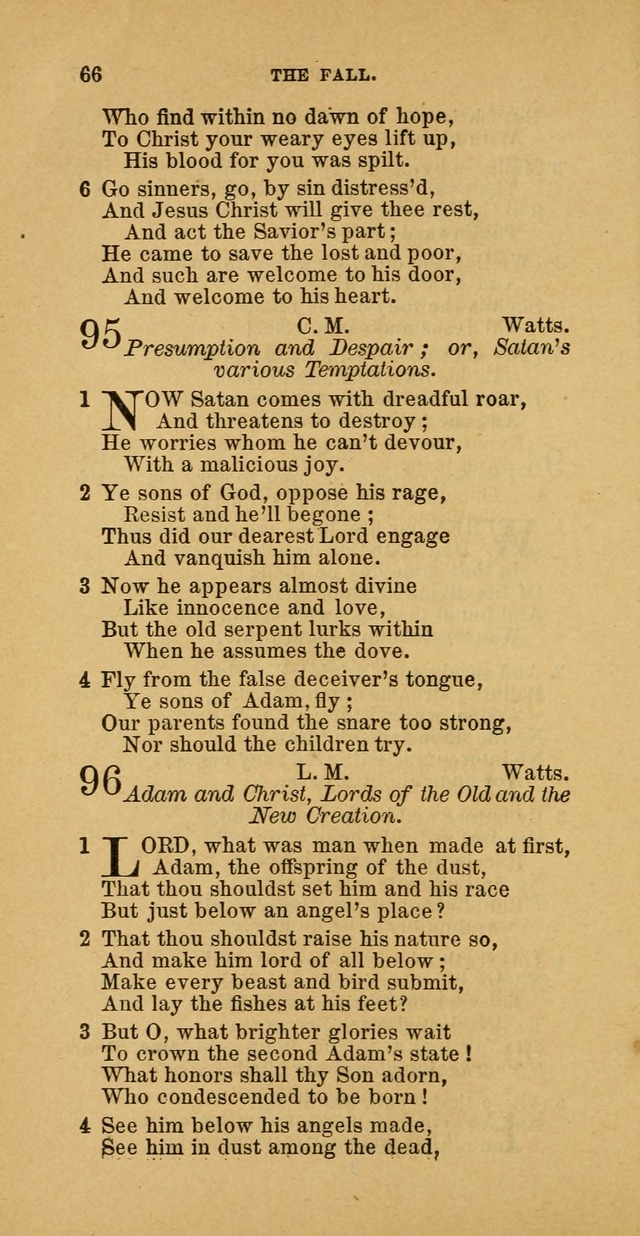The Baptist Hymn Book: comprising a large and choice collection of psalms, hymns and spiritual songs, adapted to the faith and order of the Old School, or Primitive Baptists (2nd stereotype Ed.) page 66