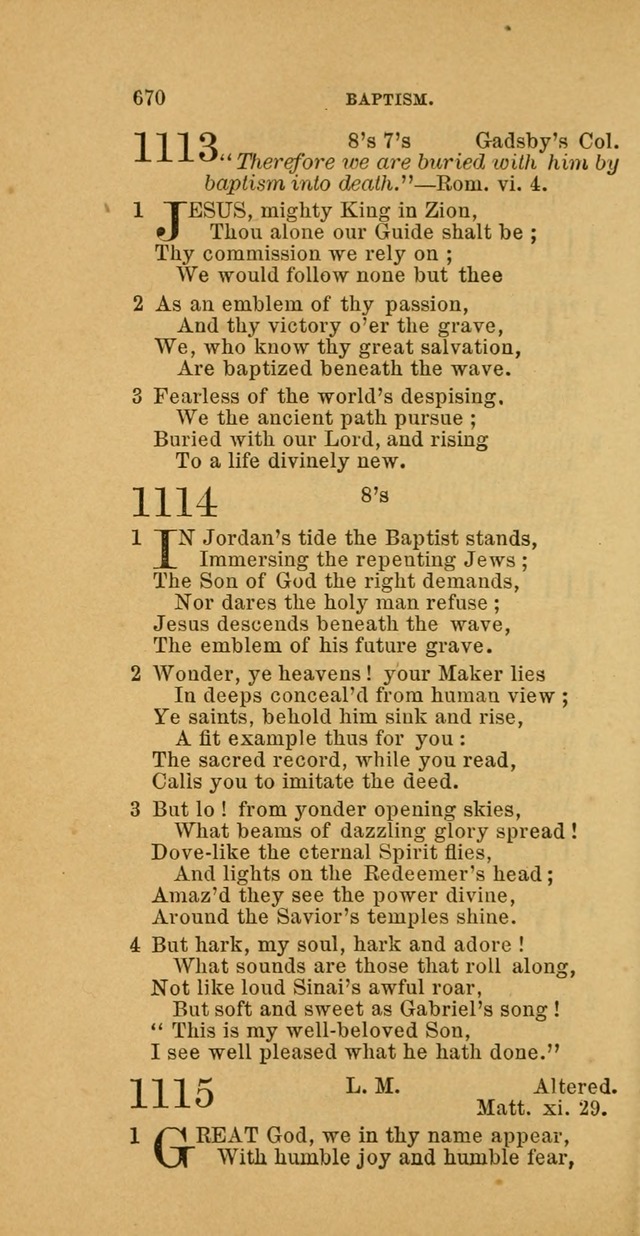 The Baptist Hymn Book: comprising a large and choice collection of psalms, hymns and spiritual songs, adapted to the faith and order of the Old School, or Primitive Baptists (2nd stereotype Ed.) page 672