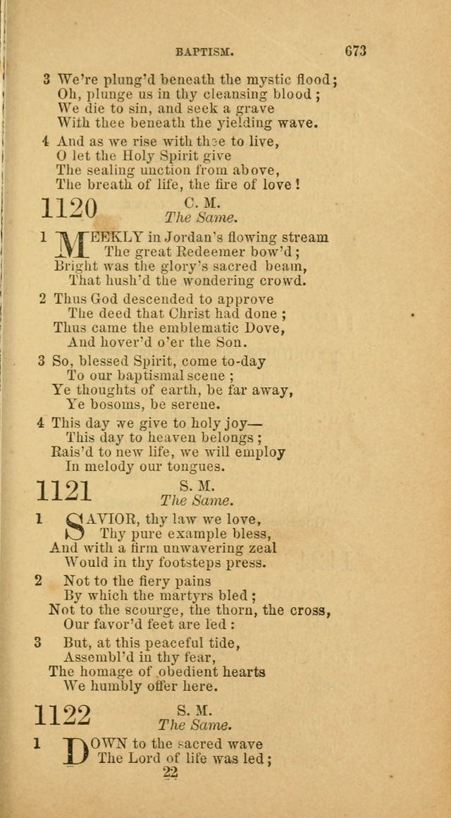 The Baptist Hymn Book: comprising a large and choice collection of psalms, hymns and spiritual songs, adapted to the faith and order of the Old School, or Primitive Baptists (2nd stereotype Ed.) page 675