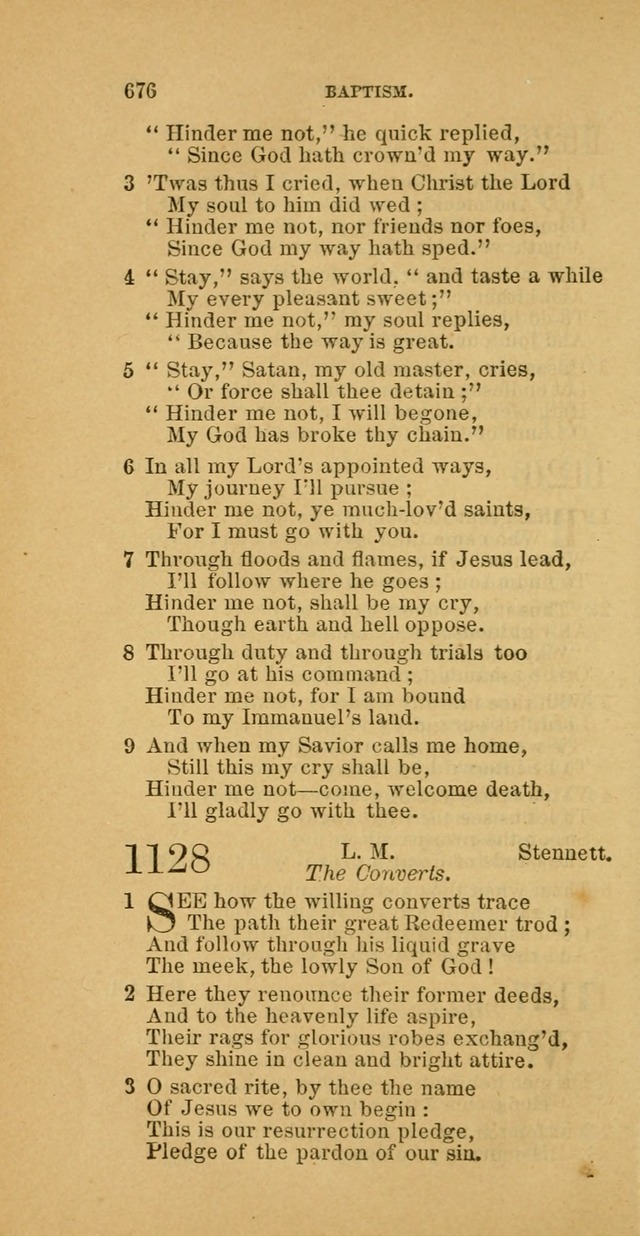The Baptist Hymn Book: comprising a large and choice collection of psalms, hymns and spiritual songs, adapted to the faith and order of the Old School, or Primitive Baptists (2nd stereotype Ed.) page 678