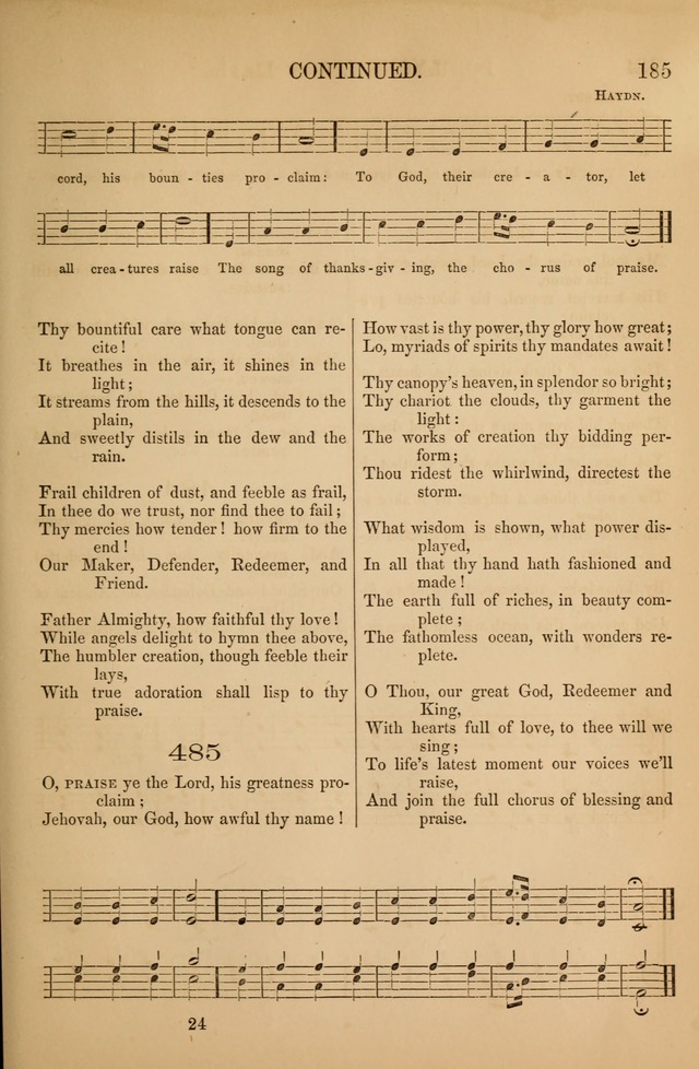 Church Choral-Book: containing tunes and hymns for congregational singing, and adapted to choirs and social worship page 185