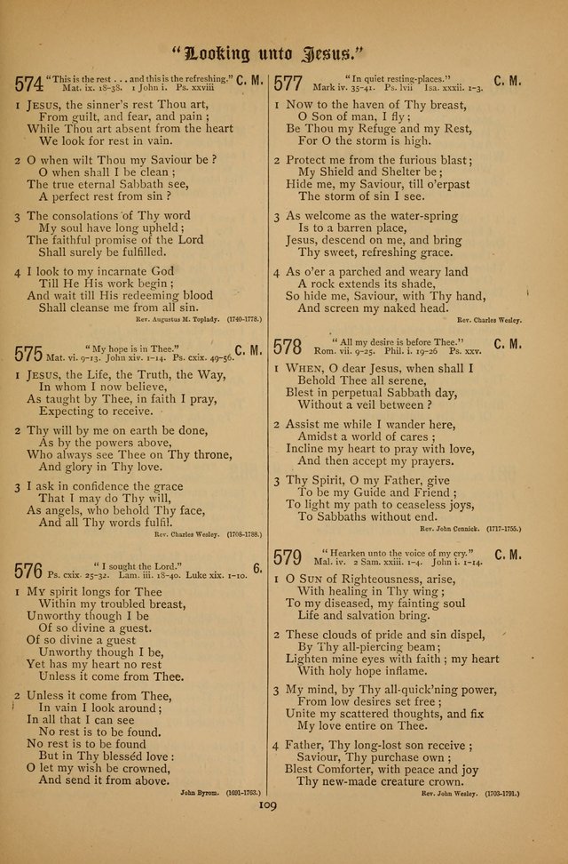 The Clifton Chapel Collection of "Psalms, Hymns, and Spiritual Songs": for public, social and family worship and private devotions at the Sanitarium, Clifton Springs, N. Y. page 109
