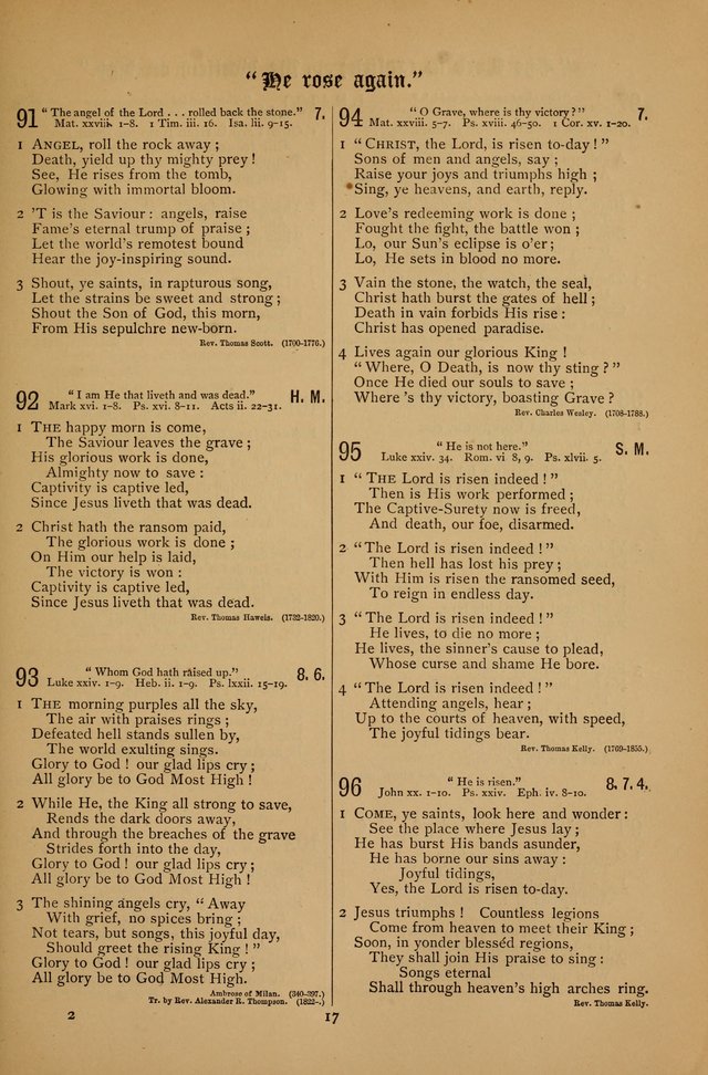The Clifton Chapel Collection of "Psalms, Hymns, and Spiritual Songs": for public, social and family worship and private devotions at the Sanitarium, Clifton Springs, N. Y. page 17