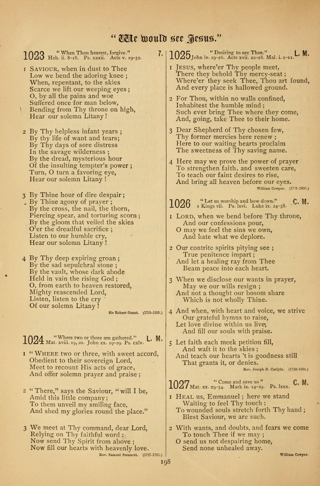 The Clifton Chapel Collection of "Psalms, Hymns, and Spiritual Songs": for public, social and family worship and private devotions at the Sanitarium, Clifton Springs, N. Y. page 198