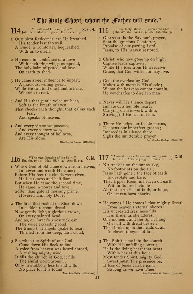 The Clifton Chapel Collection of "Psalms, Hymns, and Spiritual Songs": for public, social and family worship and private devotions at the Sanitarium, Clifton Springs, N. Y. page 21