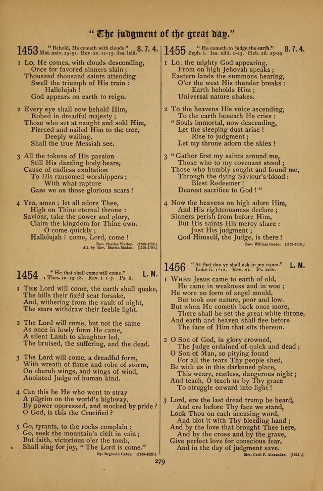 The Clifton Chapel Collection of "Psalms, Hymns, and Spiritual Songs": for public, social and family worship and private devotions at the Sanitarium, Clifton Springs, N. Y. page 279