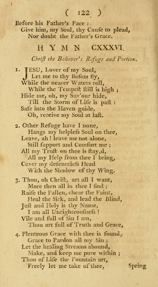 The Christians Duty, exhibited, in a series of Hymns: collected from various authors, designed for the worship of God, and for the edification of Christians (1st Ed.) page 122