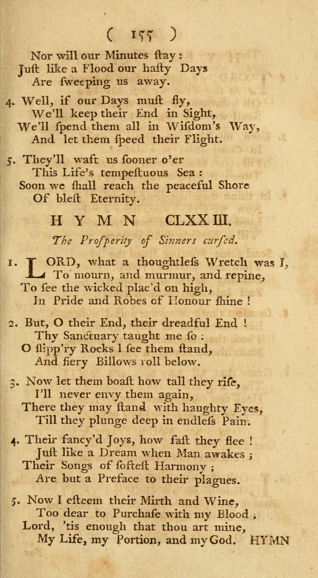 The Christians Duty, exhibited, in a series of Hymns: collected from various authors, designed for the worship of God, and for the edification of Christians (1st Ed.) page 155