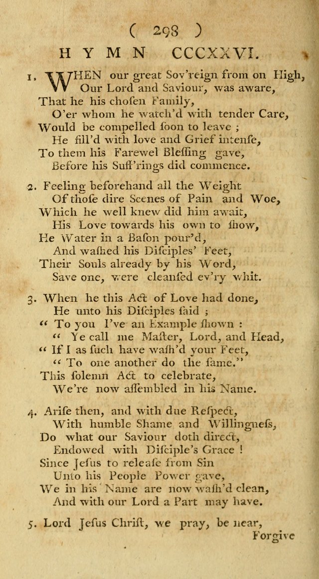 The Christians Duty, exhibited, in a series of Hymns: collected from various authors, designed for the worship of God, and for the edification of Christians (1st Ed.) page 298