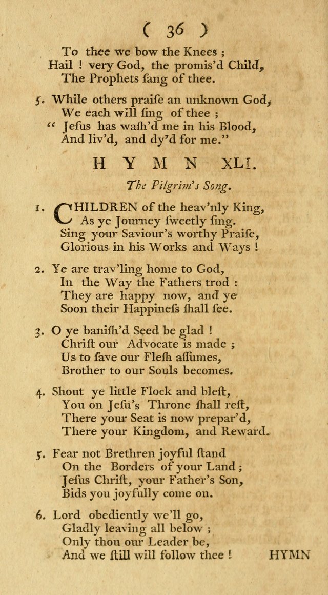 The Christians Duty, exhibited, in a series of Hymns: collected from various authors, designed for the worship of God, and for the edification of Christians (1st Ed.) page 36