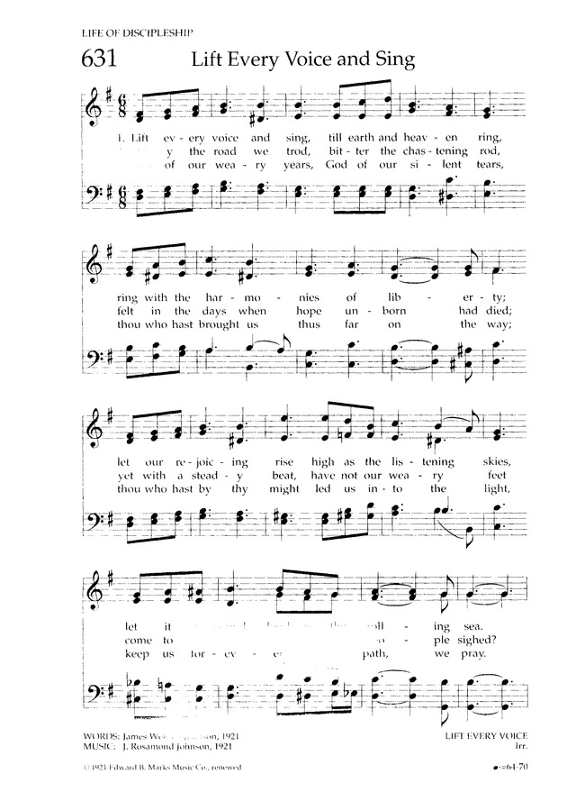 Chalice Hymnal 631. Lift every voice and sing