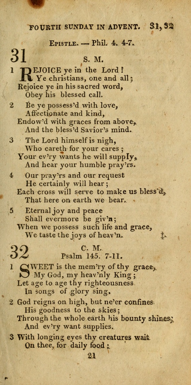 Church Hymn Book; consisting of hymns and psalms, original and selected. adapted to public worship and many other occasions. 2nd ed. page 21