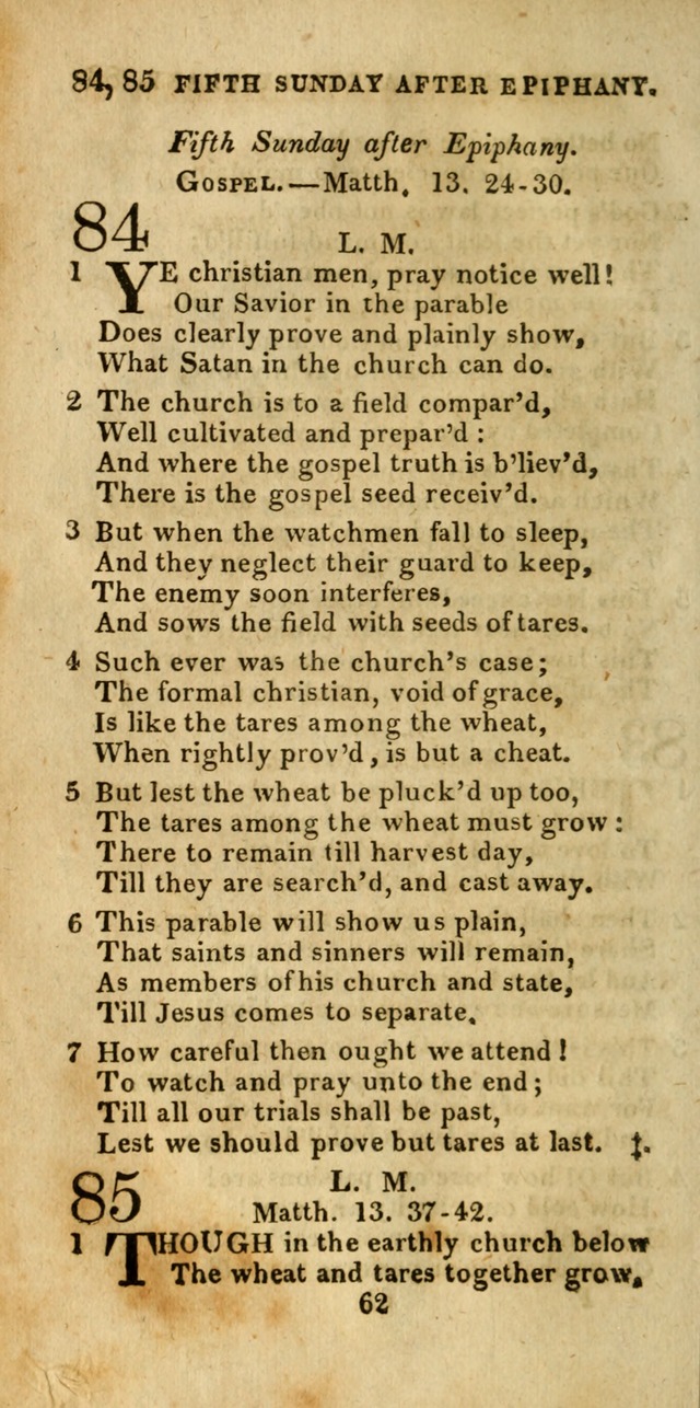 Church Hymn Book; consisting of hymns and psalms, original and selected. adapted to public worship and many other occasions. 2nd ed. page 62