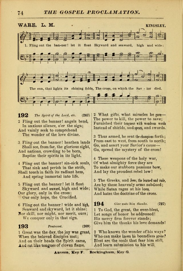 The Christian Hymnal: a choice collection of hymns and tunes for congregational and social worship page 74