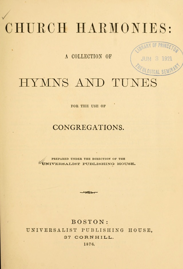 Church Harmonies: a collection of hymns and tunes for the use of Congregations page 1