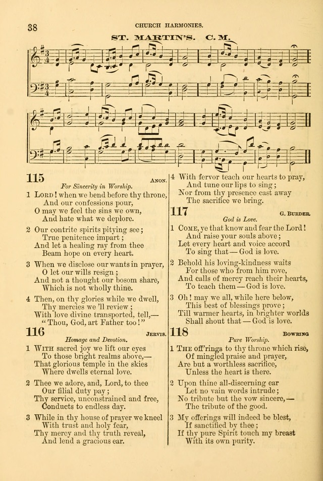 Church Harmonies: a collection of hymns and tunes for the use of Congregations page 38