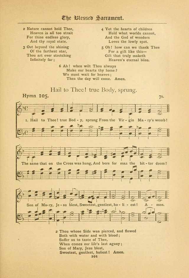 The Catholic Hymnal: containing hymns for congregational and home use, and the vesper psalms, the office of compline, the litanies, hymns at benediction, etc. page 101