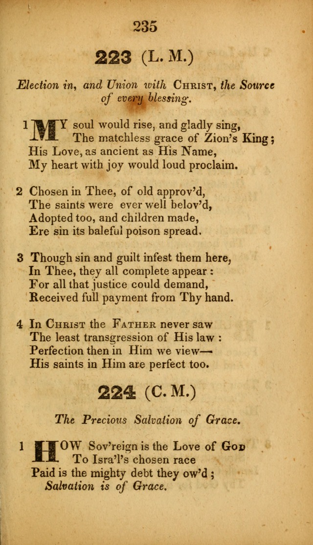 A Collection of Hymns, intended for the use of the citizens of Zion, whose privilege it is to sing the high praises of God, while passing through the wilderness, to their glorious inheritance above. page 235