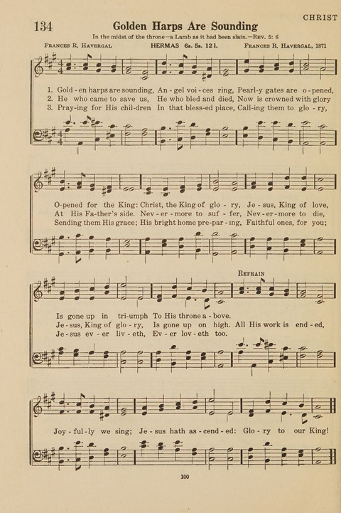 Church Hymnal, Mennonite: a collection of hymns and sacred songs suitable for use in public worship, worship in the home, and all general occasions (1st ed. ) [with Deutscher Anhang] page 100