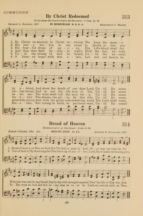 Church Hymnal, Mennonite: a collection of hymns and sacred songs suitable for use in public worship, worship in the home, and all general occasions (1st ed. ) [with Deutscher Anhang] page 233