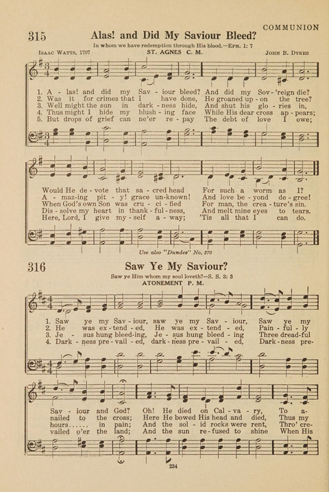 Church Hymnal, Mennonite: a collection of hymns and sacred songs suitable for use in public worship, worship in the home, and all general occasions (1st ed. ) [with Deutscher Anhang] page 234