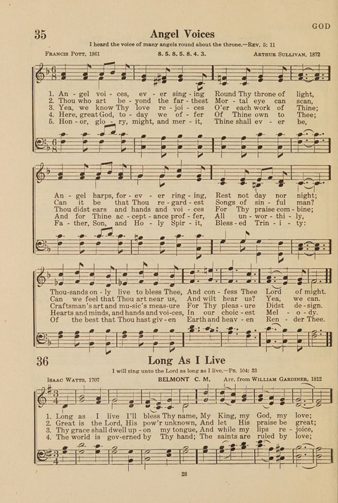 Church Hymnal, Mennonite: a collection of hymns and sacred songs suitable for use in public worship, worship in the home, and all general occasions (1st ed. ) [with Deutscher Anhang] page 28