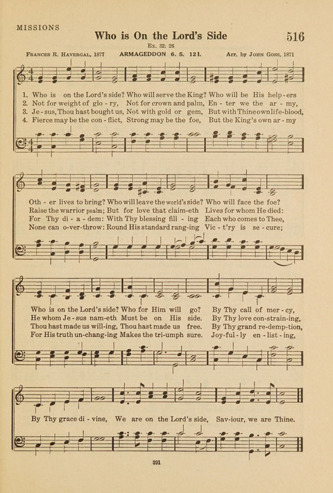 Church Hymnal, Mennonite: a collection of hymns and sacred songs suitable for use in public worship, worship in the home, and all general occasions (1st ed. ) [with Deutscher Anhang] page 391