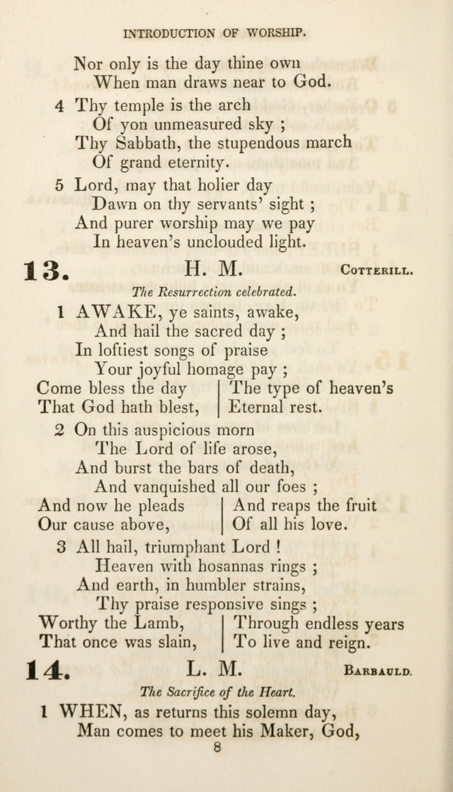 Christian Hymns for Public and Private Worship: a collection compiled  by a committee of the Cheshire Pastoral Association (11th ed.) page 8