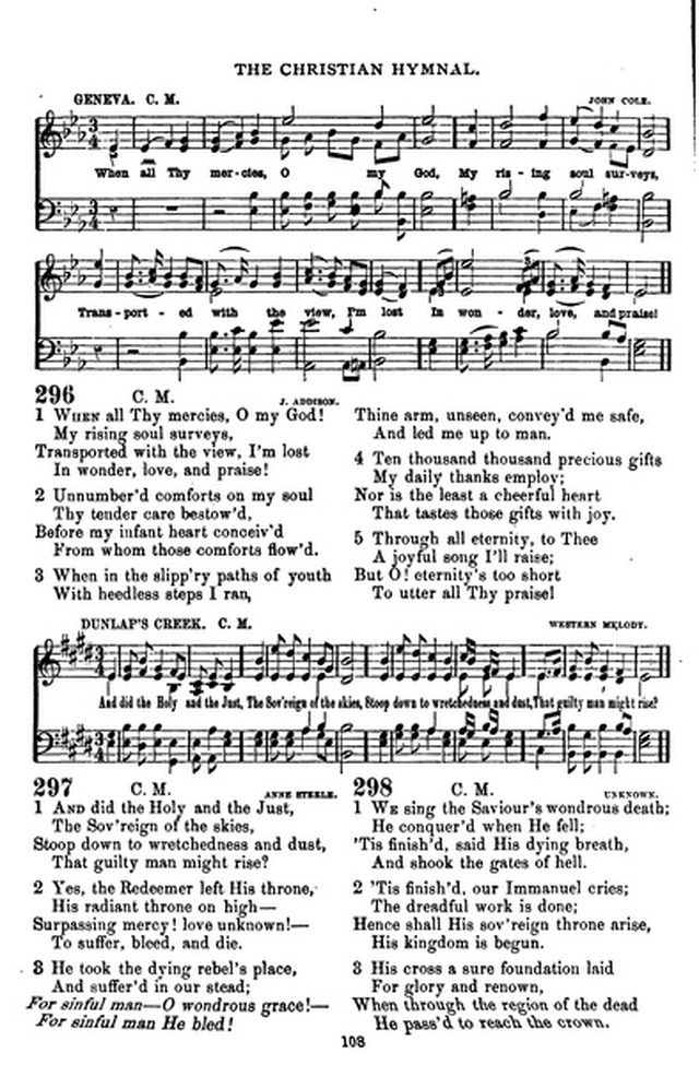 The Christian hymnal: a collection of hymns and tunes for congregational and social worship; in two parts (Rev.) page 108